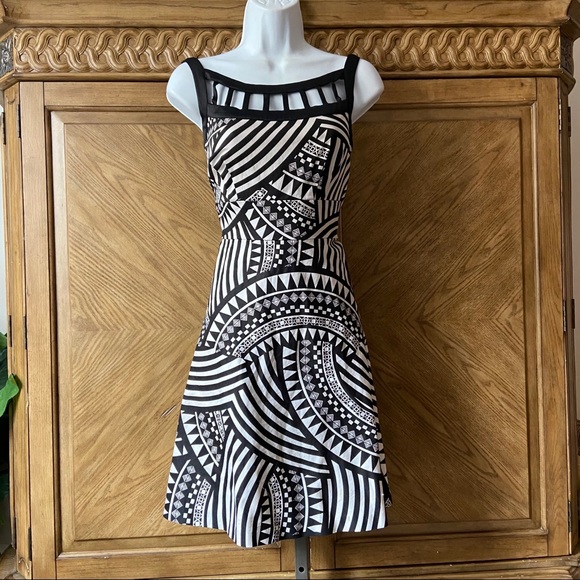 Donna Ricco Dresses & Skirts - Donna Ricco black geo print cutout skater dress